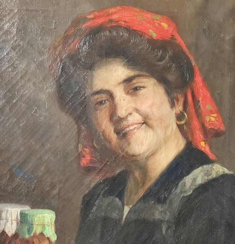 Woman With A Fruit Tray, 1960s, Oil On Canvas photo Art