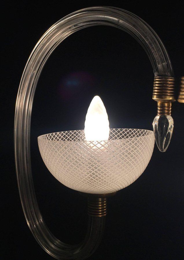 Reticello Murano Glass Chandelier By Ercole Barovier, 1940s photo vinterior