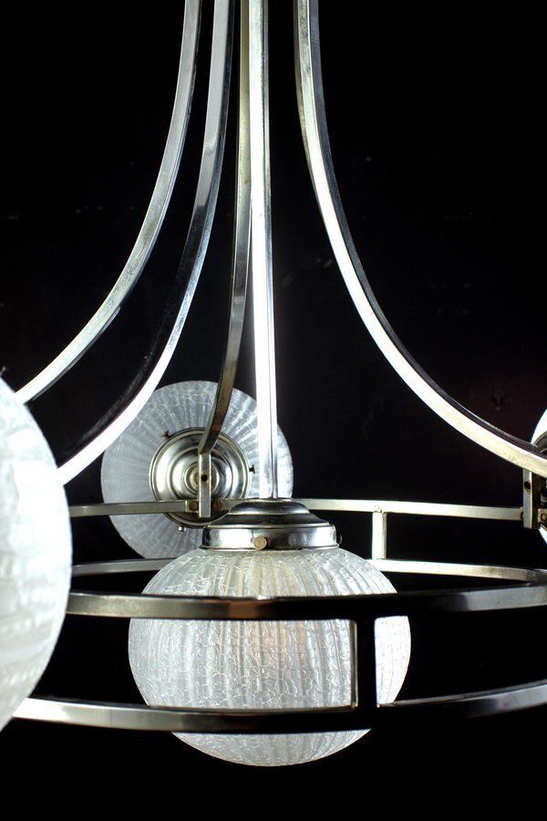 Mid Century Chrome & Murano Glass Chandelier Attributed To Gino Sarfatti, 1960s photo vinterior