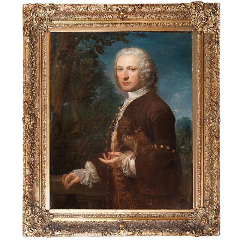 Joshua Reynolds, Portrait Of A Gentleman With Dog, 1700s, Oil On Canvas