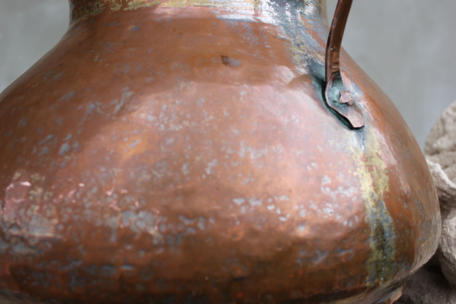 Large Antique Hand Hammered Copper Vessel, 19th Century Balkan Ottoman photo buy