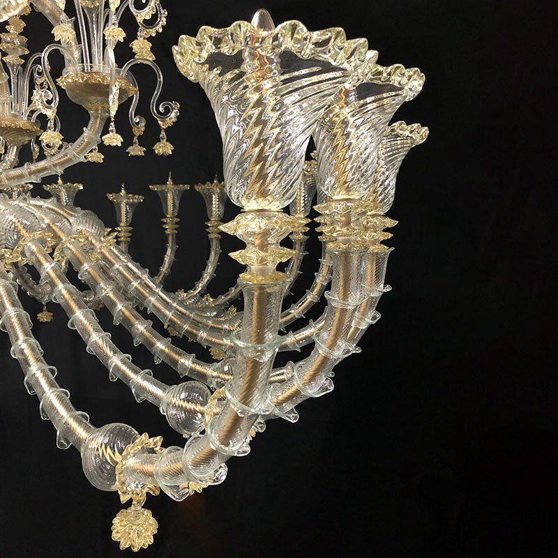 Transparent And White Murano Glass Chandelier, 1950s photo buy