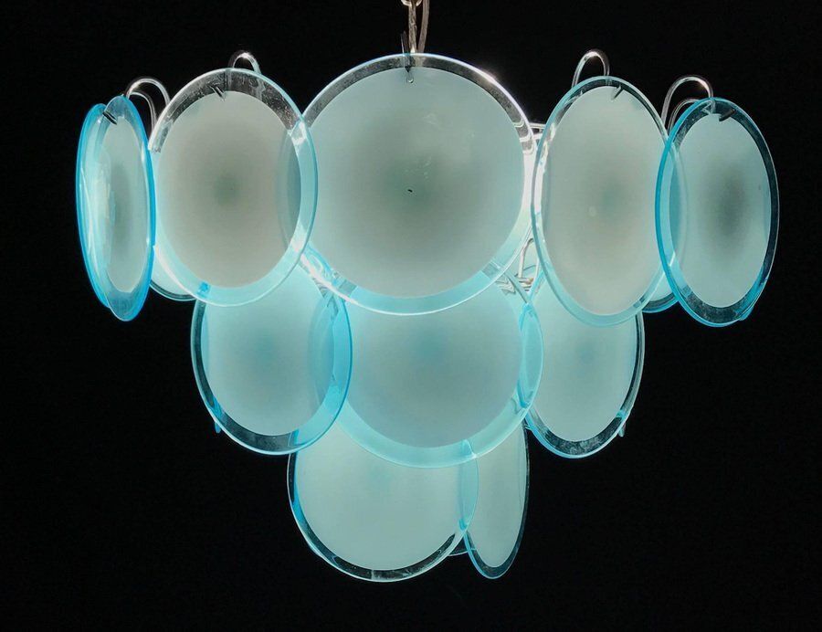 Disc Murano Chandelier From Vistosi, 1970s, Set Of 2 photo vintage