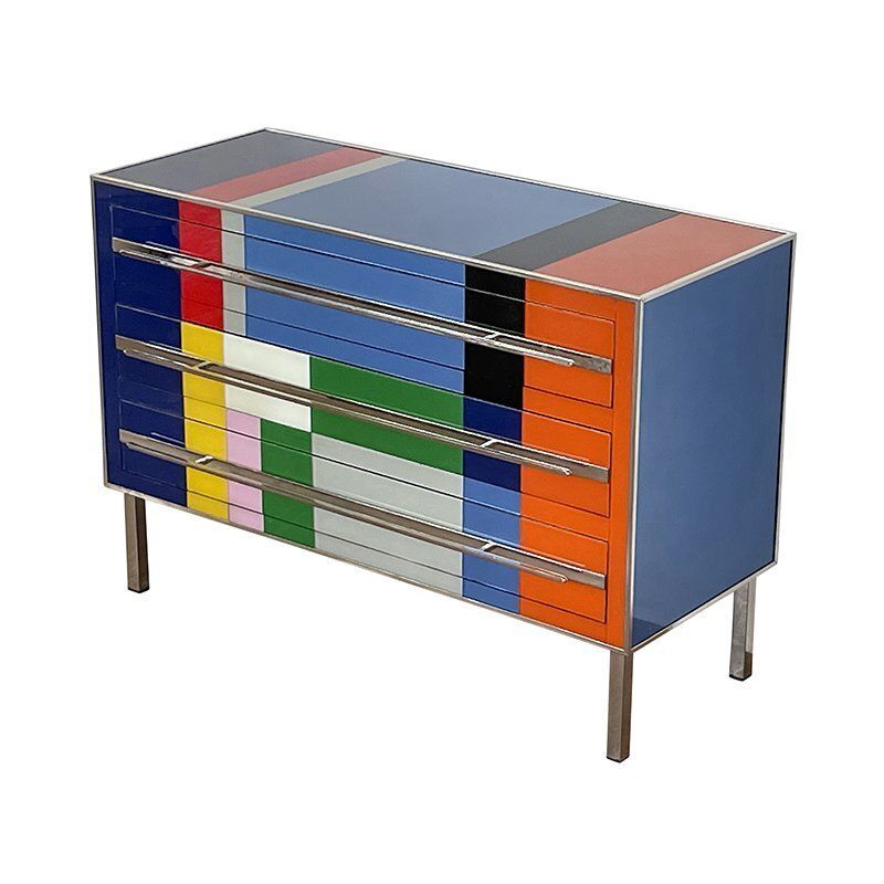 Dresser With 3 Glass Drawers, 1980s