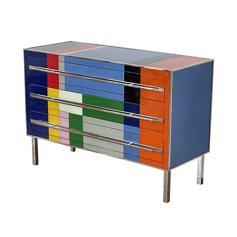 Dresser With 3 Glass Drawers, 1980s photo vintage