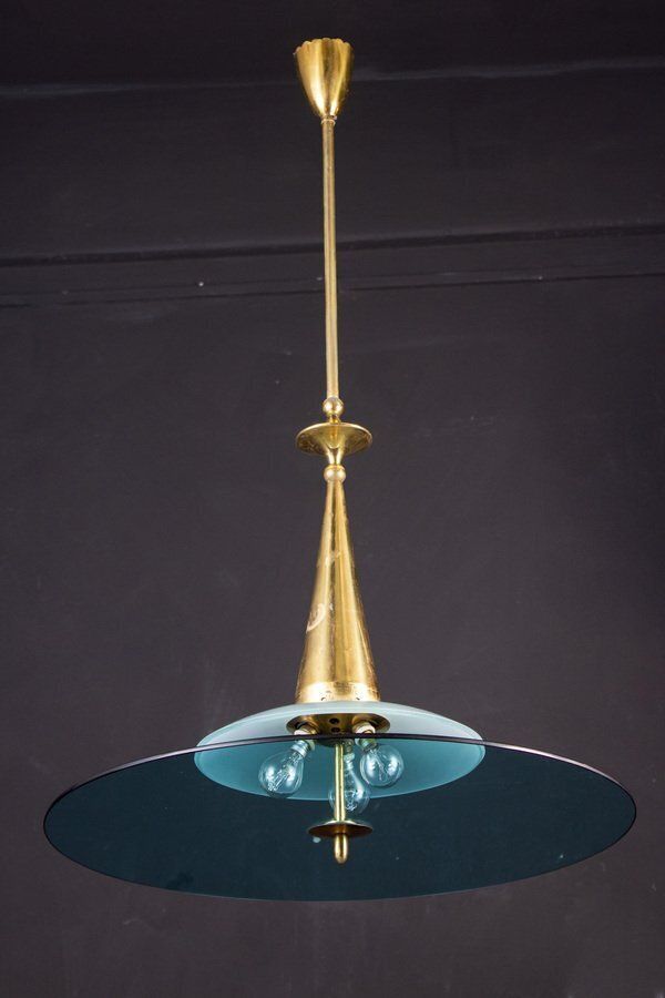 Round Crystal And Brass Chandelier By Max Ingrand For Fontana Arte, 1940s photo 7427.0