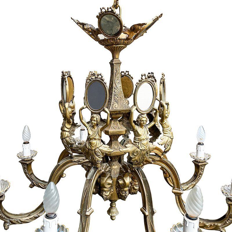 First Half Of The 20th Century Golden Bronze Chandelier photo 4300.0