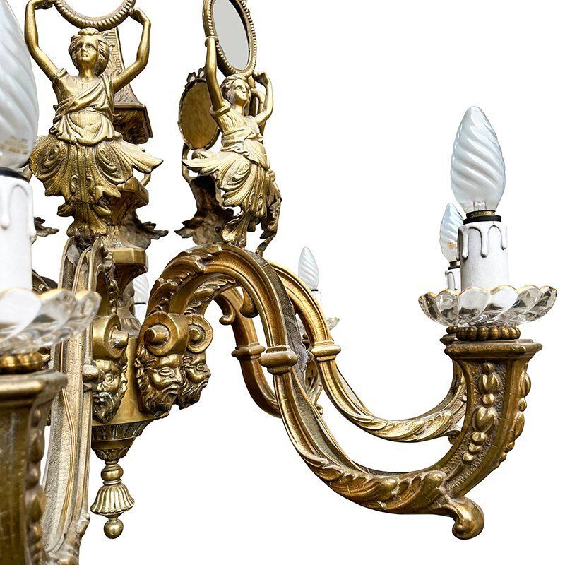 4300.0 First Half Of The 20th Century Golden Bronze Chandelier photo