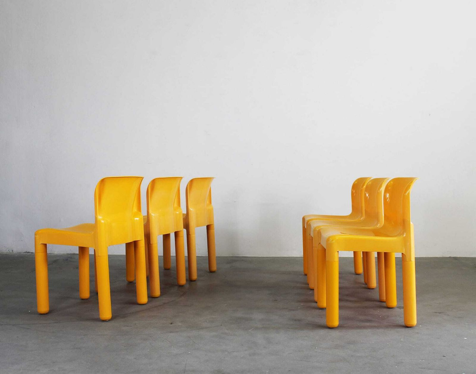 Carlo Bartoli Set Of Six 4875 Chairs In Plastic By Kartell 1980s photo furniture