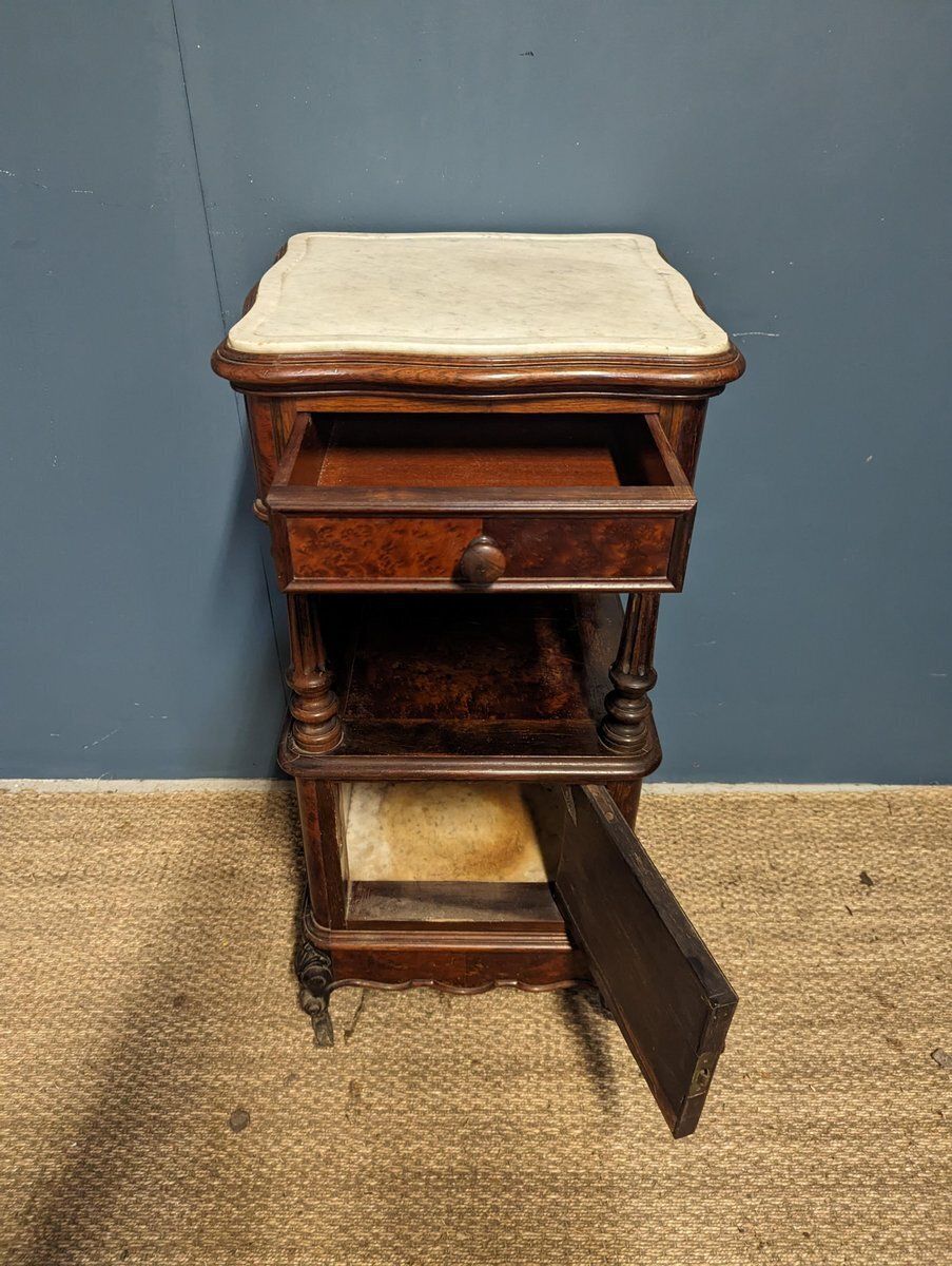 Louis XVI Style Bedside Tables In Mahogany And Rosewood, Set Of 2 photo for sale