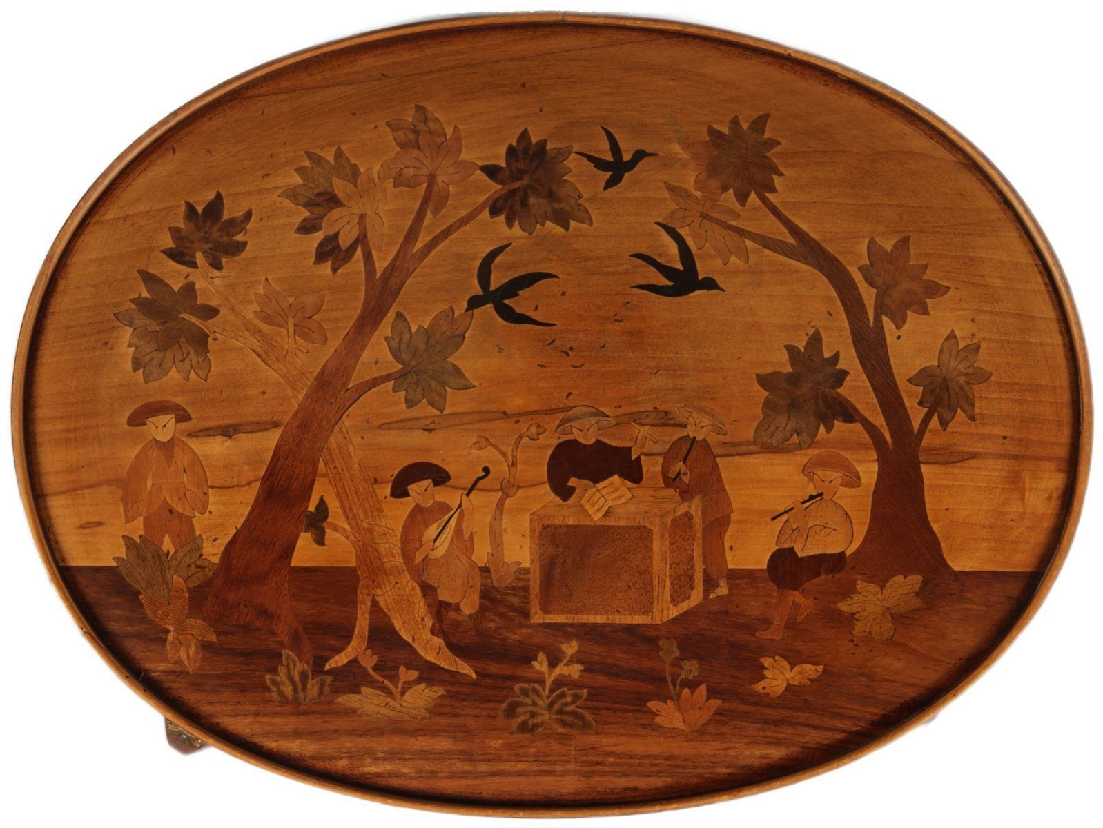 Furniture Antique Louis XV Style Side Tables With Chinoiserie Inlay, 1920s, Set Of 2 photo