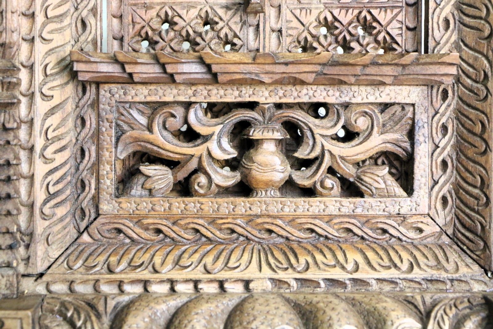 Antique Large Nepalese Wooden Carved Kumari Jhyal Kumari Window Large Decorative photo for sale