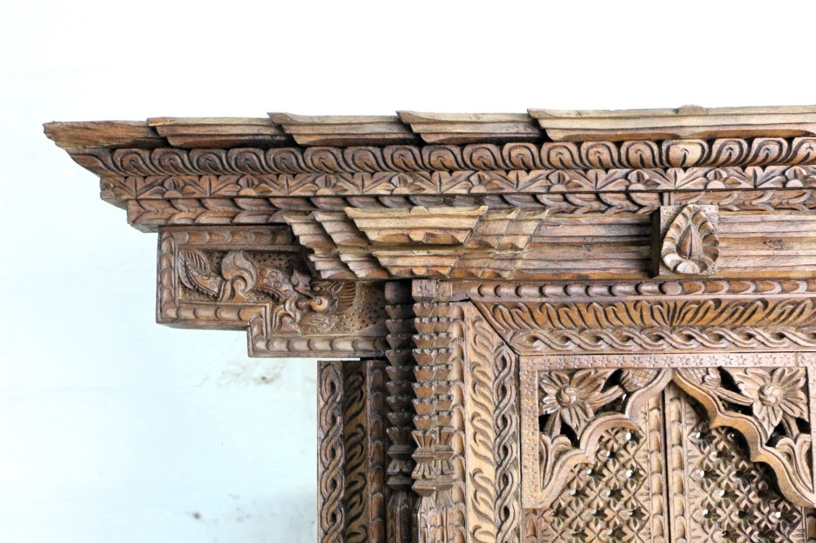 245.0 Antique Large Nepalese Wooden Carved Kumari Jhyal Kumari Window Large Decorative photo