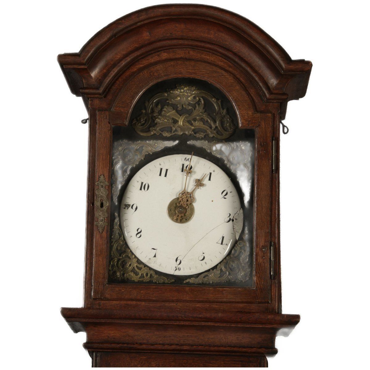 Large Antique Baroque Grandfather Clock In Oak, 1750 photo for sale
