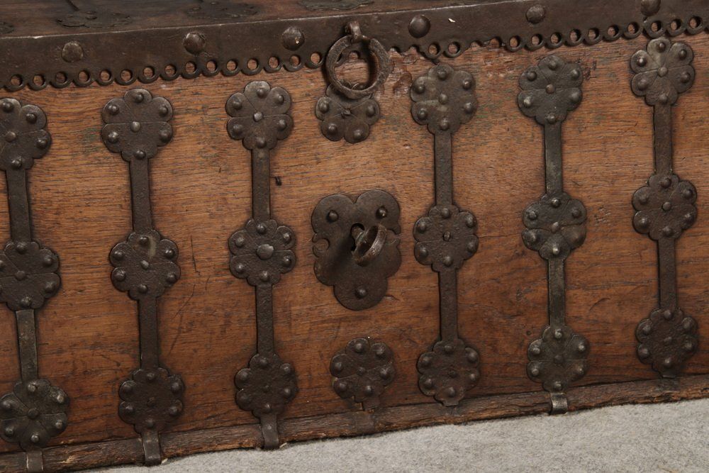Small Antique Gothic Chest With Iron Bands, 1500 photo buy