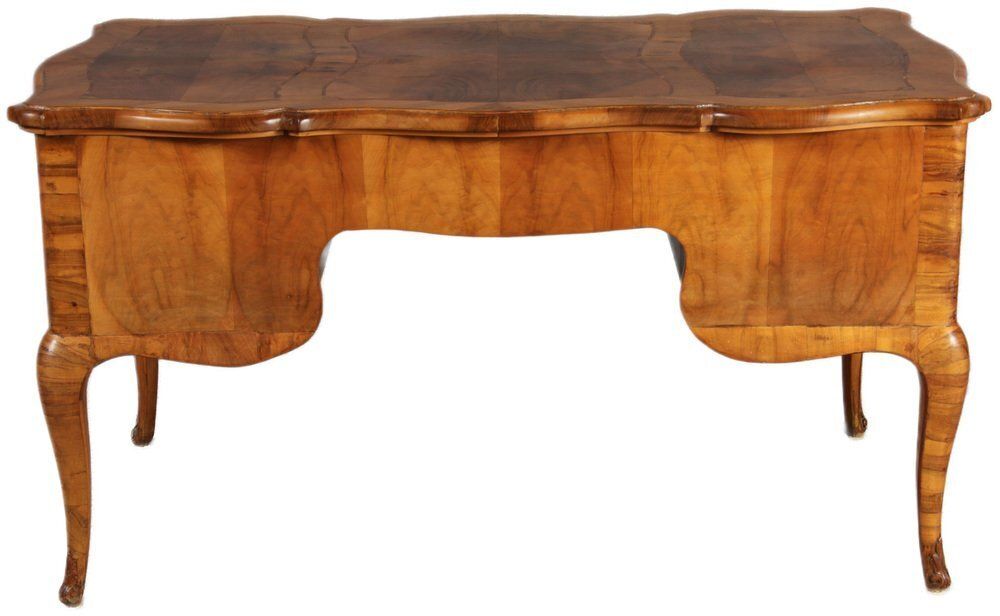 Antique Baroque Desk In Walnut Inlay, 1780 photo Furniture