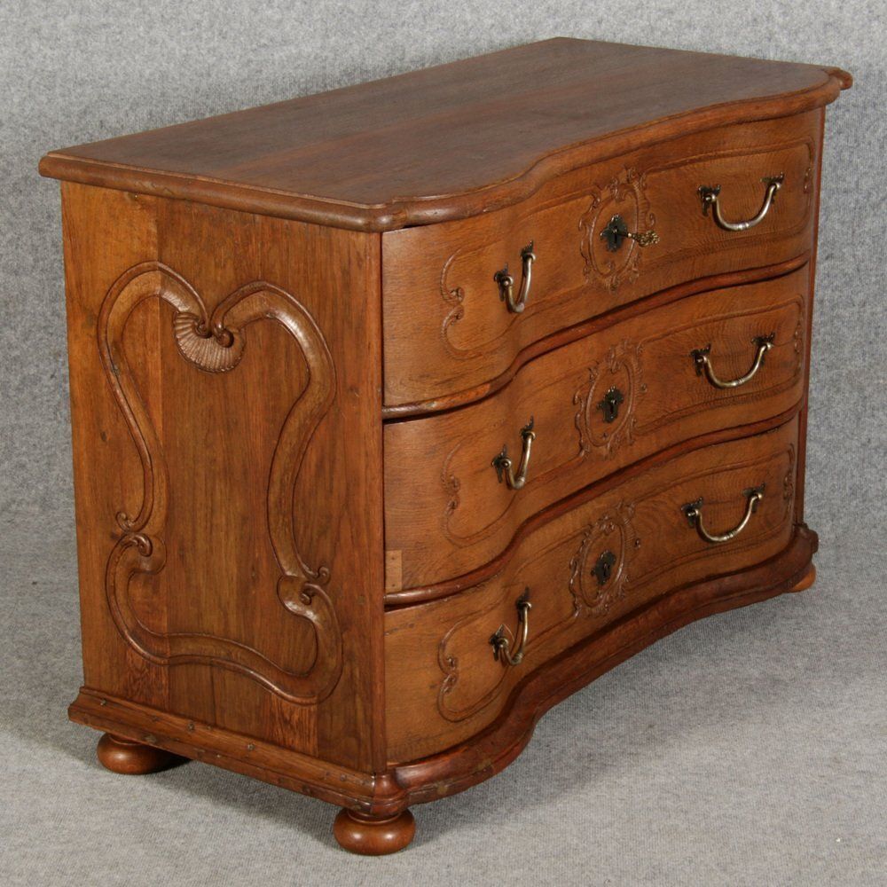 Antiquity Baroque Oak Chest Of Drawers By Aachen Liège Jh, 1750s photo for sale