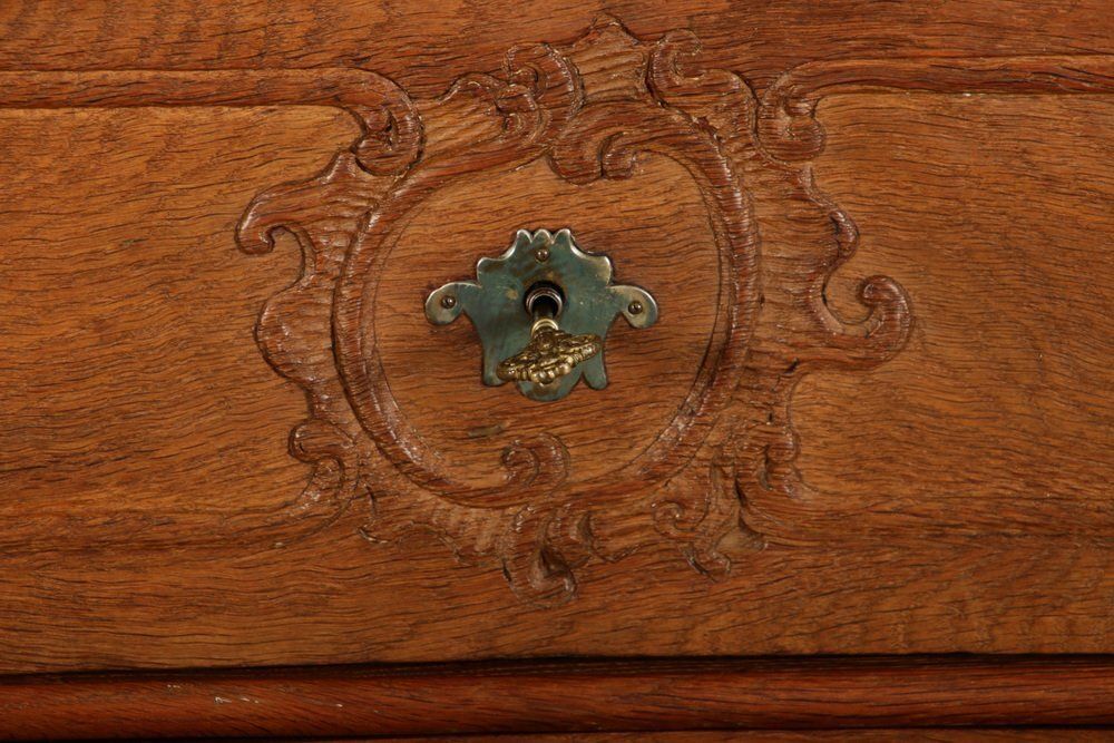 Antiquity Baroque Oak Chest Of Drawers By Aachen Liège Jh, 1750s photo vintage