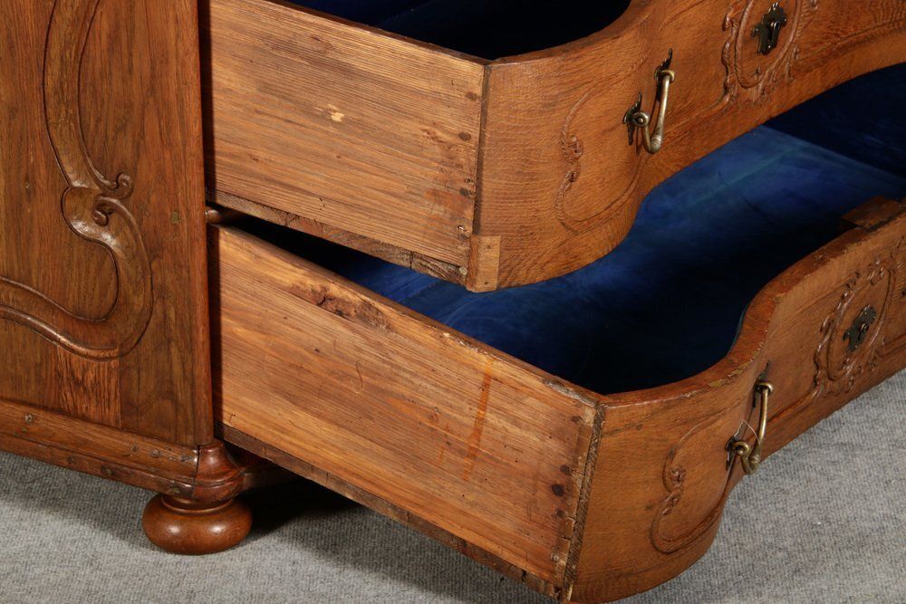 Furniture Antiquity Baroque Oak Chest Of Drawers By Aachen Liège Jh, 1750s photo