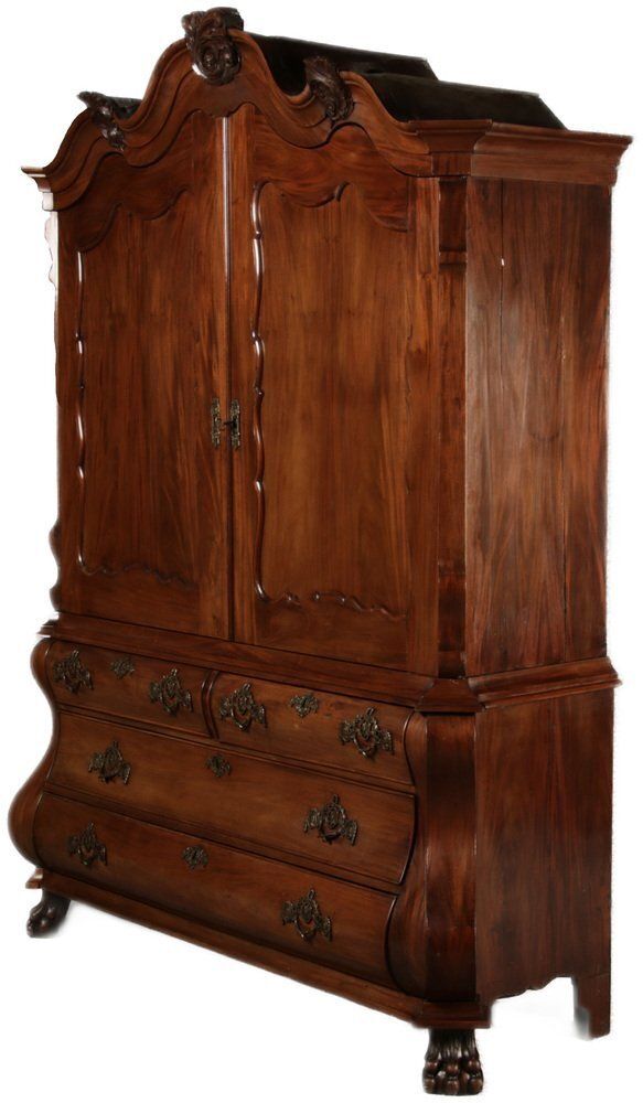Antique Dutch Baroque Top Cabinet In Walnut, 19th Century photo for sale