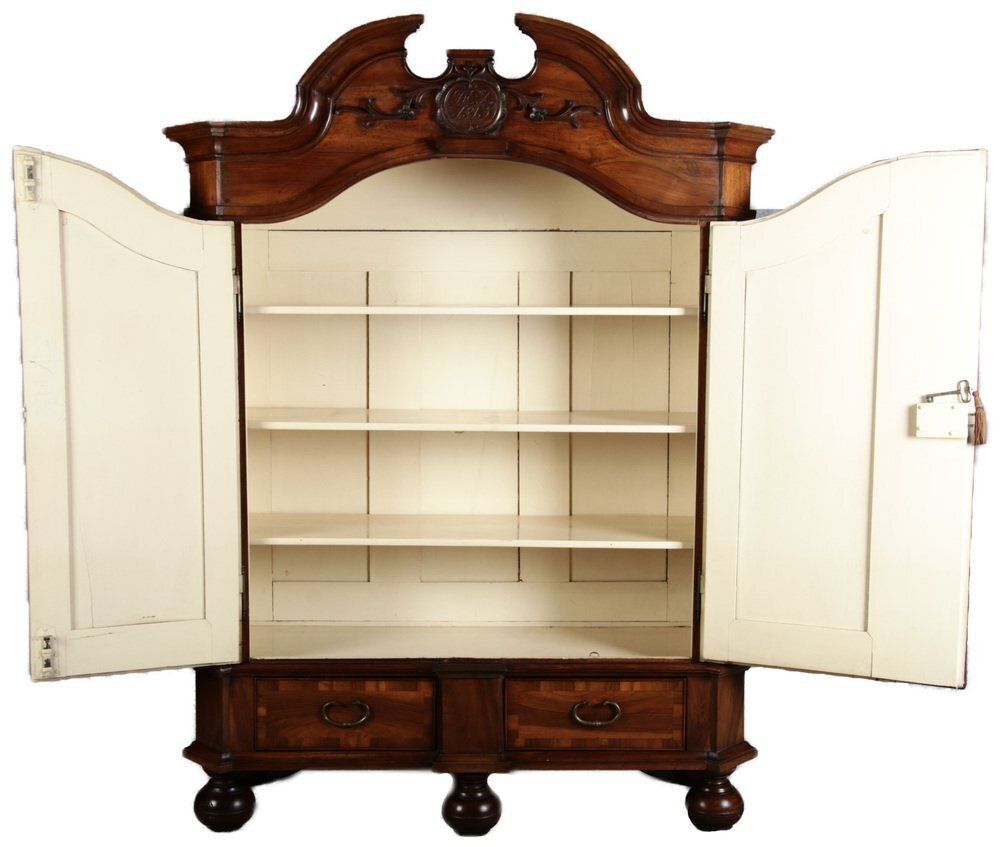 Antique Baroque Cabinet In Walnut, Schleswig Holstein, 1750s photo Furniture