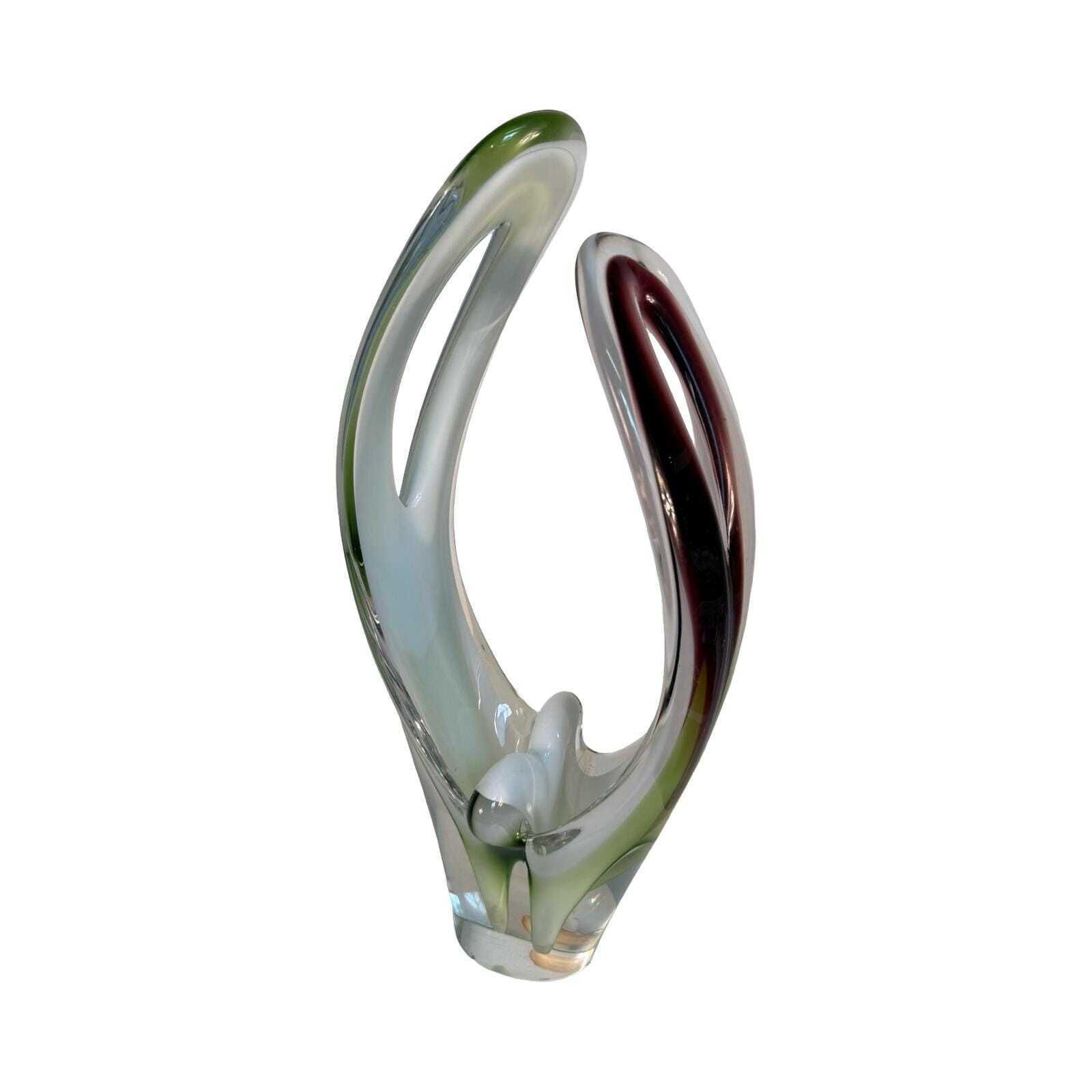 Paul Kedelv For Flygsfors Glass Art Sculpture Solid Glass, Signed Sweden, Ca. 1950 Vase Model 'Coquille' photo furniture