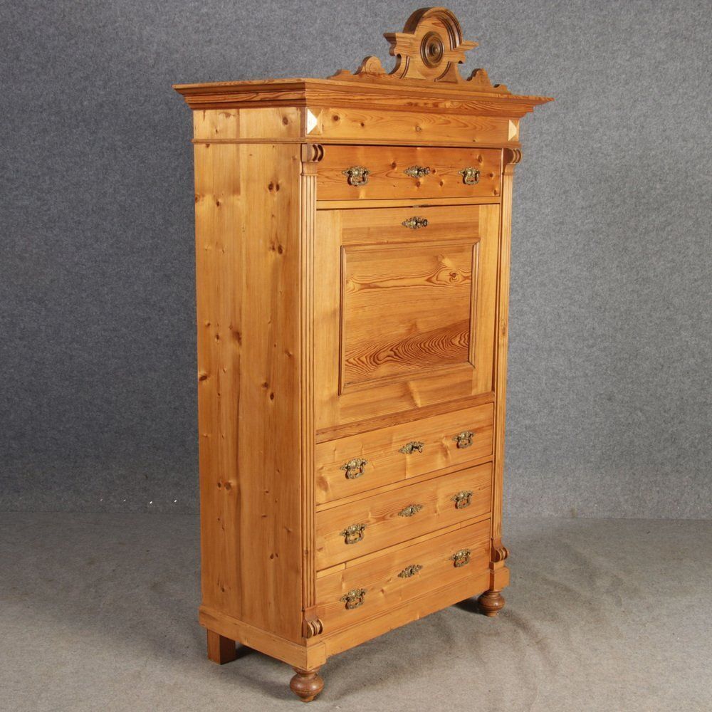 photo buy Antique Secretaire In Softwood, 1880