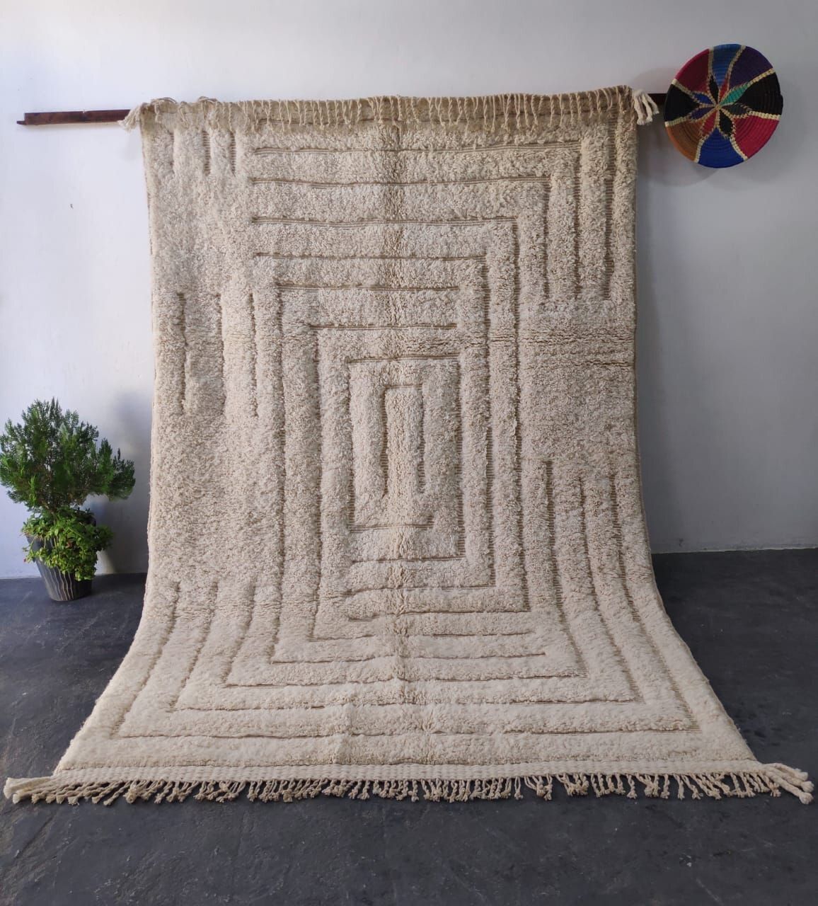 Large Sculpted Beni Ourain Rug With Concentric Design 300x200cm photo furniture