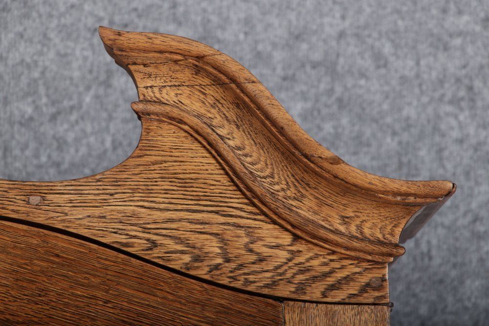 Furniture Antique Baroque Secretary In Oak, 1740 photo