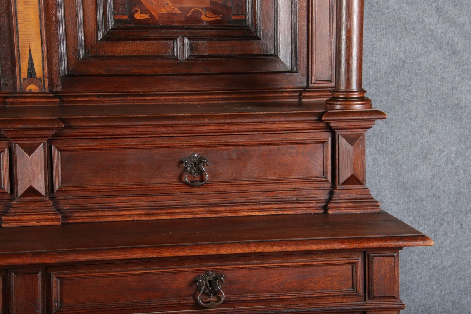 photo buy Antique Historicism Buffet With Architecture Inlaid, 19th Century