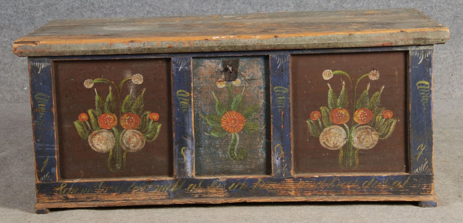 photo for sale Small Antique Chamfered Chest In Softwood, 1897