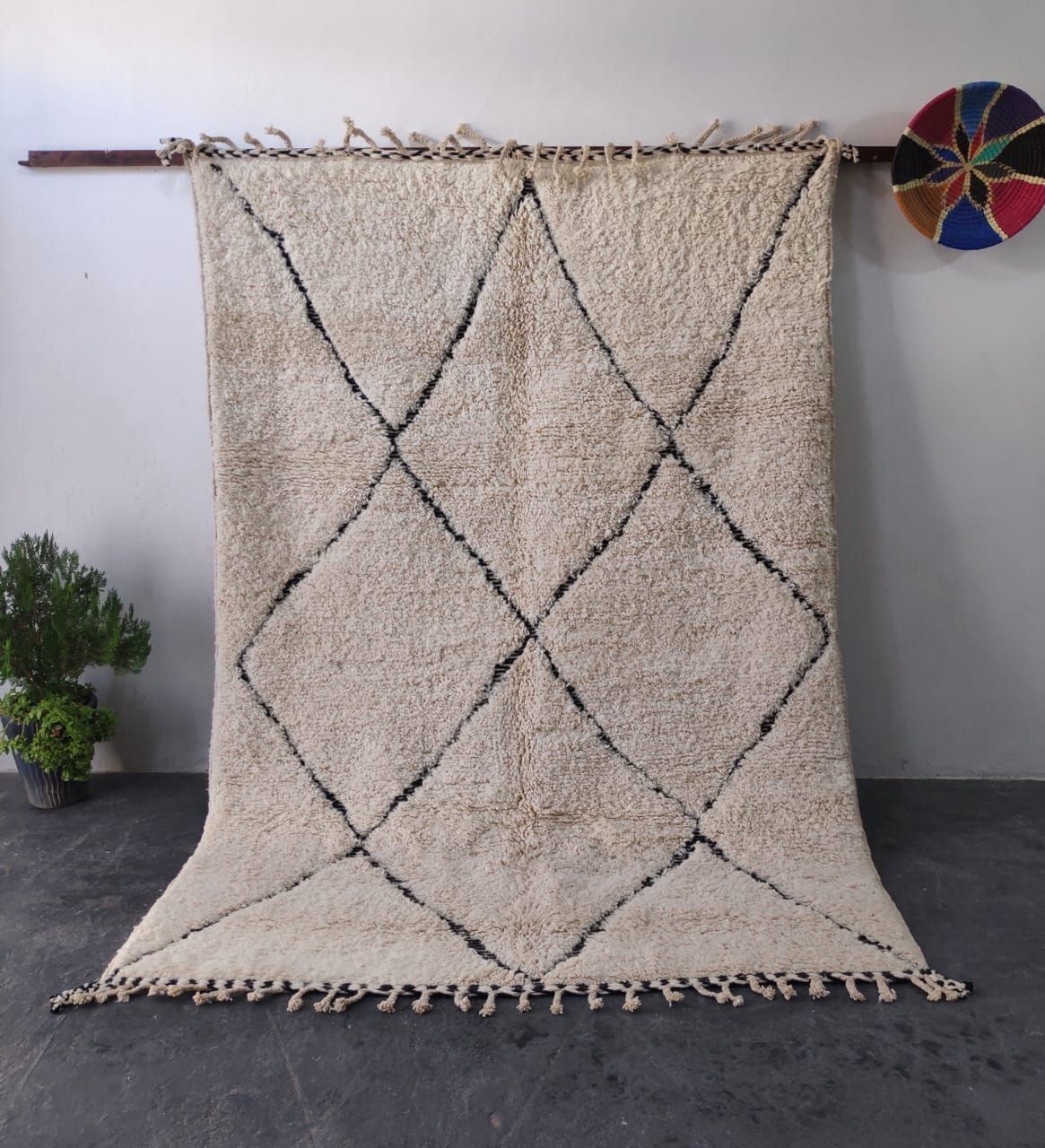 Large Authentic Beni Ourain Rug With Diamond Lattice 300x200 Cm