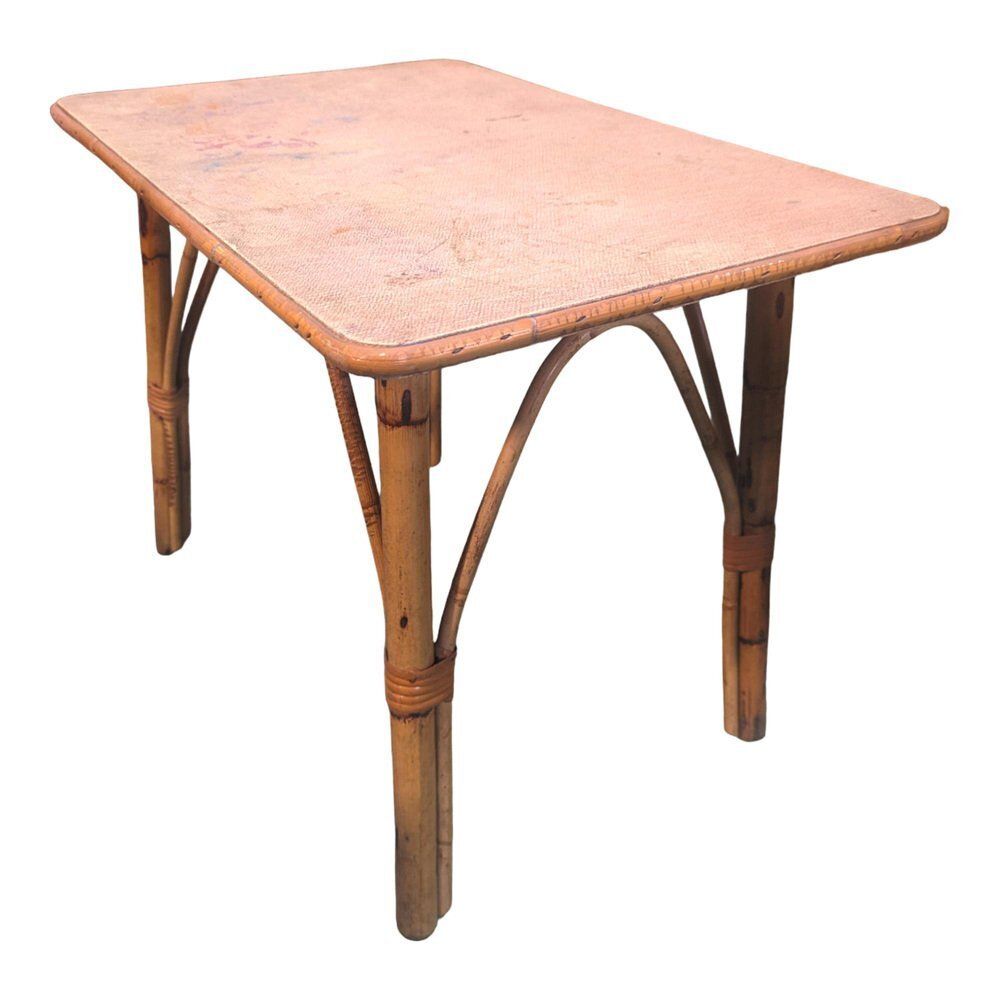 Vintage Rattan Auxiliary Table