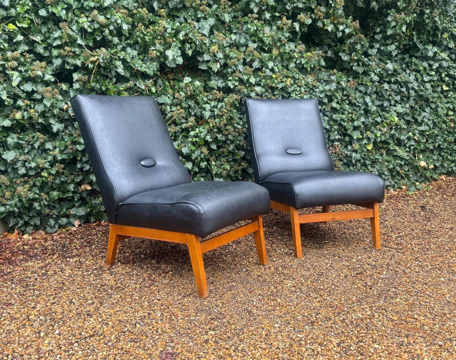 Mid Century Low Slung Lounge Slipper Chairs