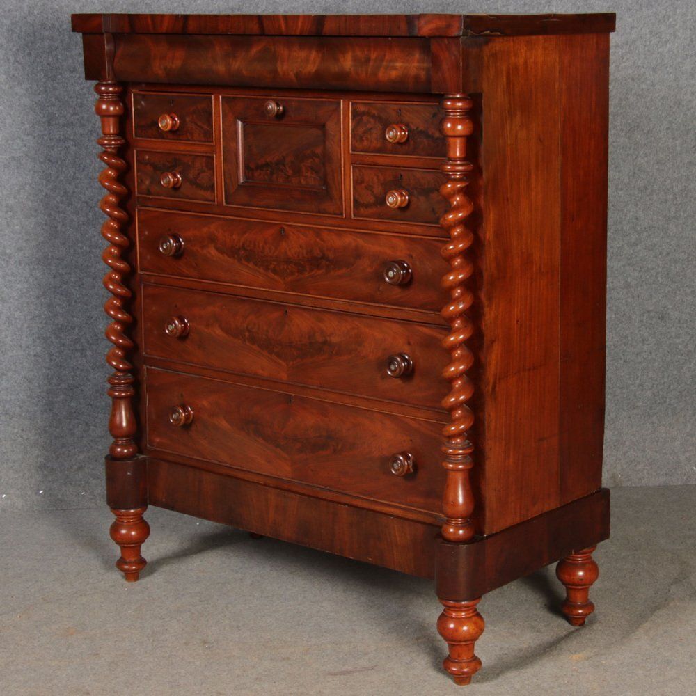 Antique English Victorian Chest Of Drawers In Mahogany, 1850 photo buy