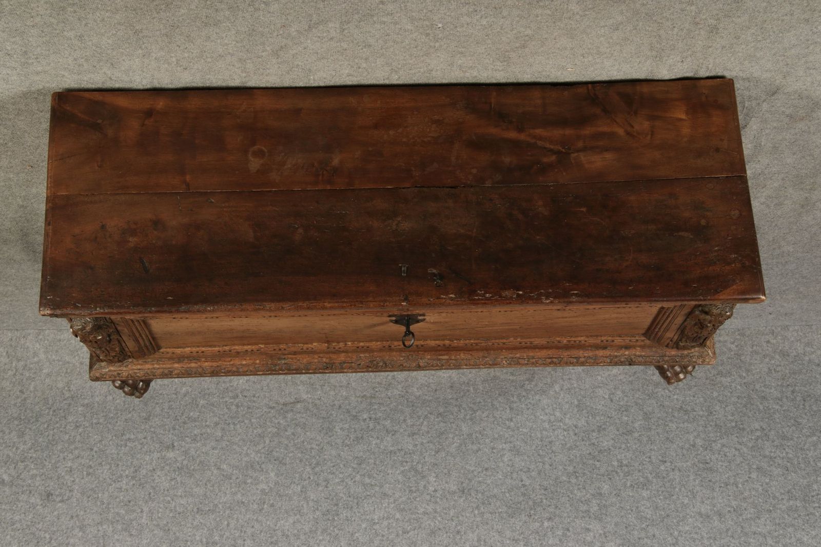 Antique Italian Cassone Renaissance Chest In Walnut, 1700 photo Furniture