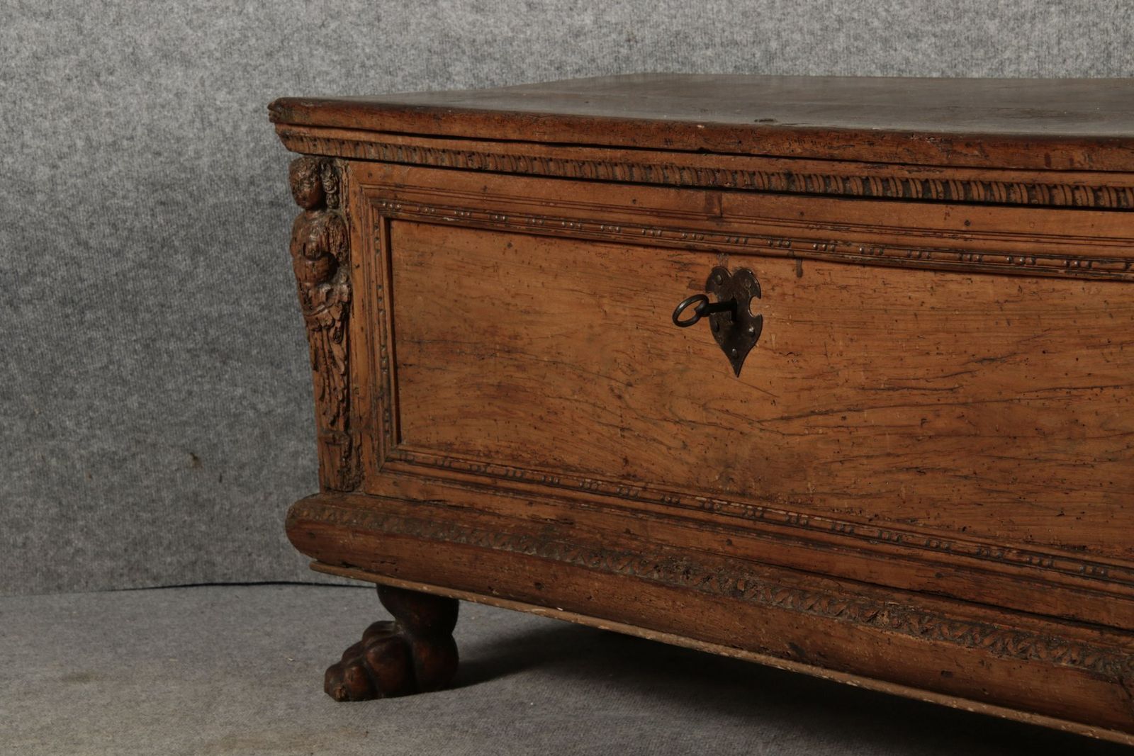 Furniture Antique Italian Cassone Renaissance Chest In Walnut, 1700 photo