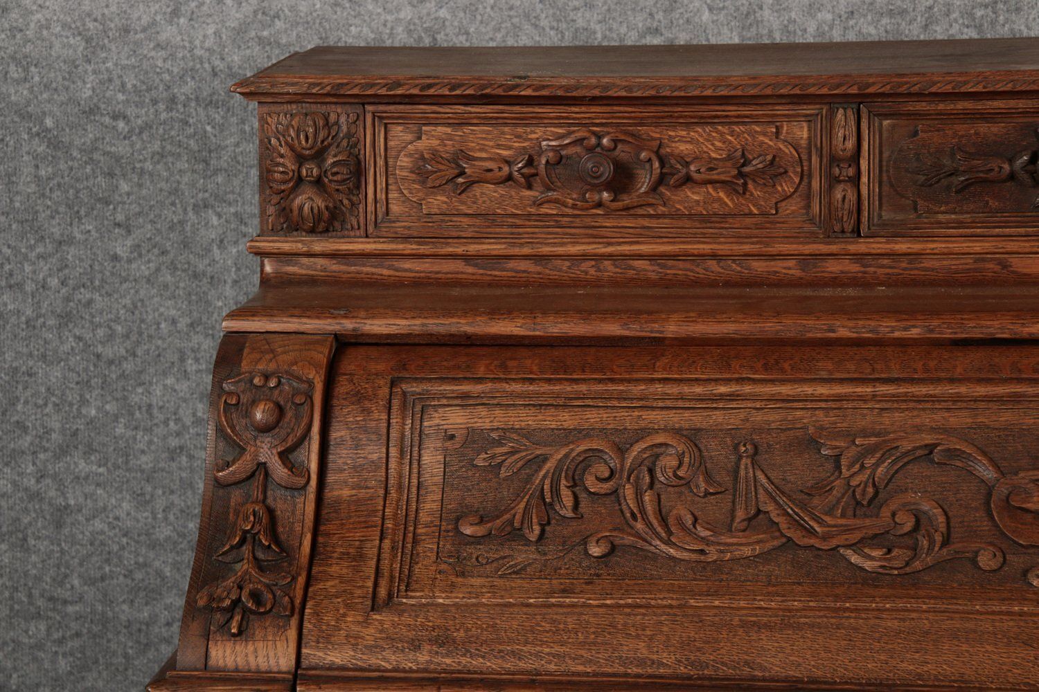 photo for sale Antique Secretary Desk With Carved Oak, 1881