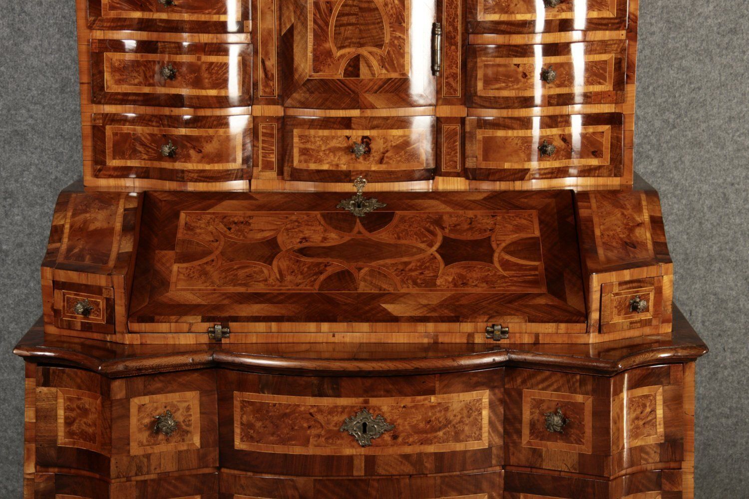 18th Century Baroque Secretary Walnut Veneer Vienna Austria, 1710s photo vinterior