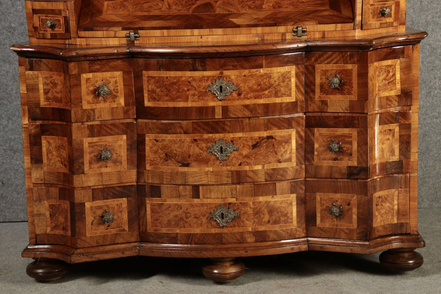 18th Century Baroque Secretary Walnut Veneer Vienna Austria, 1710s photo vintage