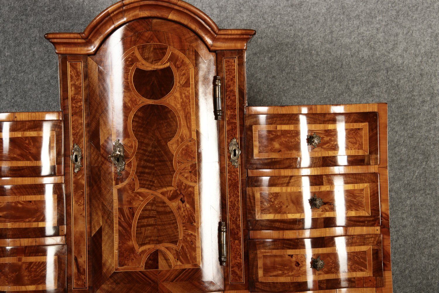 Furniture 18th Century Baroque Secretary Walnut Veneer Vienna Austria, 1710s photo