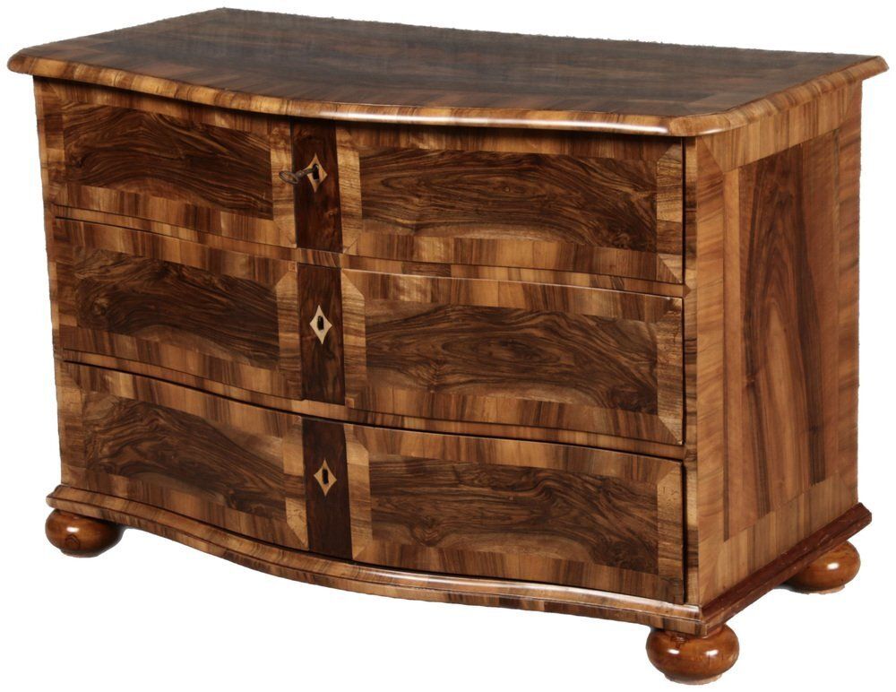 Biedermeier Baroque Chest Of Drawers In Walnut Veneer, 1800s photo furniture