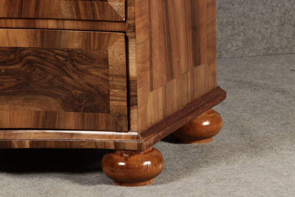 Biedermeier Baroque Chest Of Drawers In Walnut Veneer, 1800s photo buy
