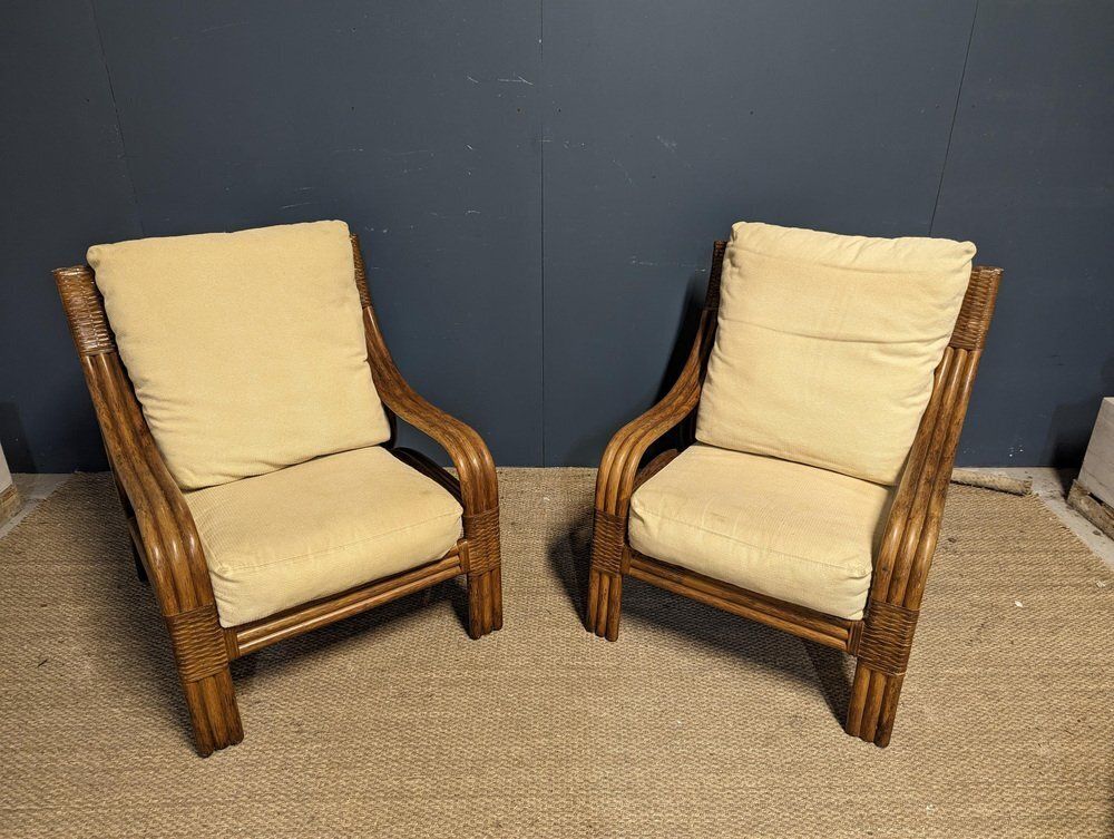 Rattan Lounge Chairs With Table, Set Of 3 photo furniture