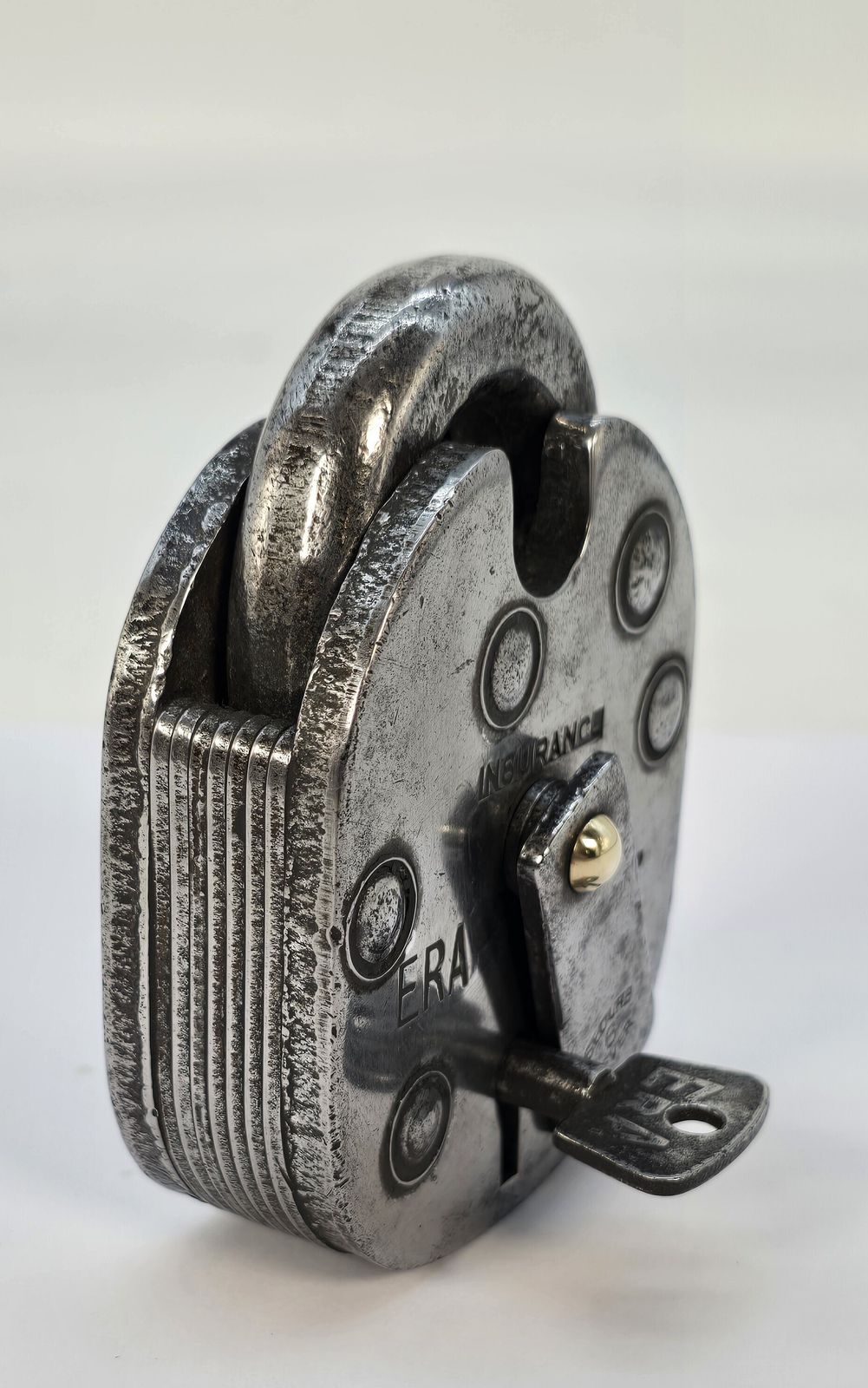 An Industrial Era 1930s Insurance Six Leaver Steel Padlock photo buy