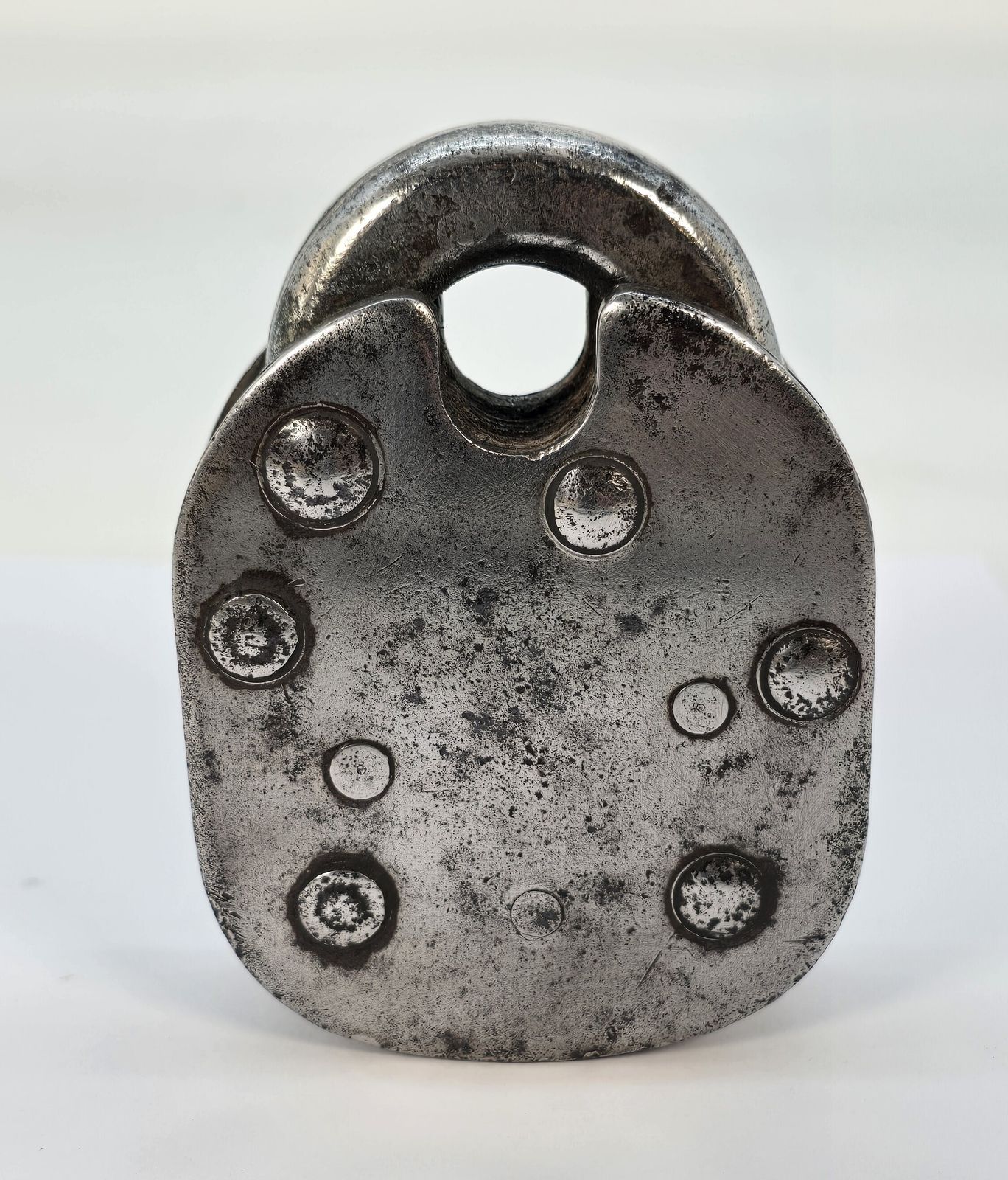 An Industrial Era 1930s Insurance Six Leaver Steel Padlock photo vintage