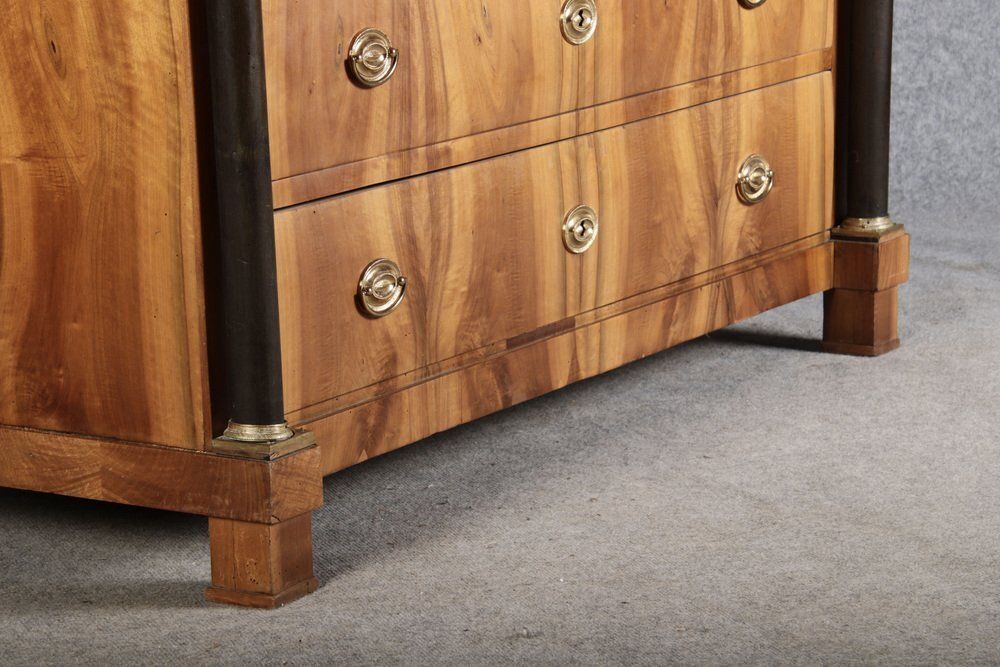 Furniture Antique Empire Writing Chest Of Drawers In Walnut, 1810s photo