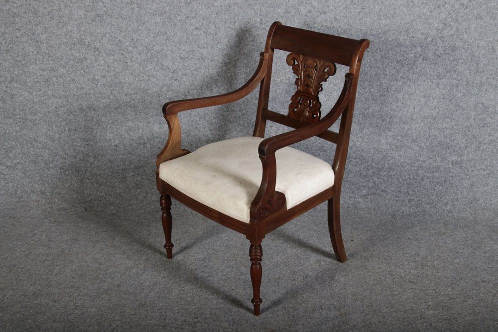 Furniture Antique English Regency Biedermeier Armchair In Mahogany, 1840 photo