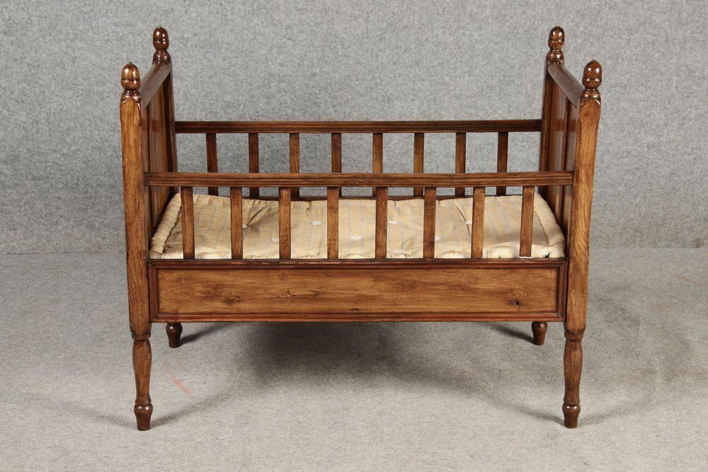 Home Decor 19th Century Biedermeier Walnut Childrens Bed Doll Bed, 1830s photo