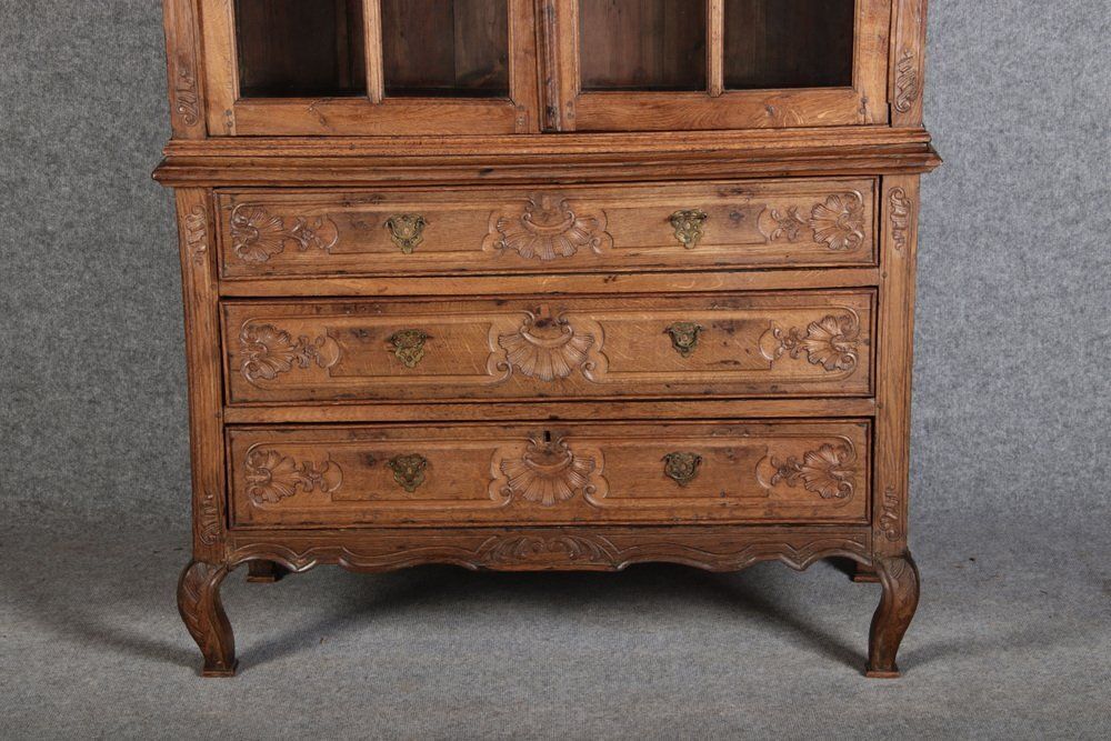 Baroque Showcase In Oak With Rocilla Carvings, 1760s photo vintage